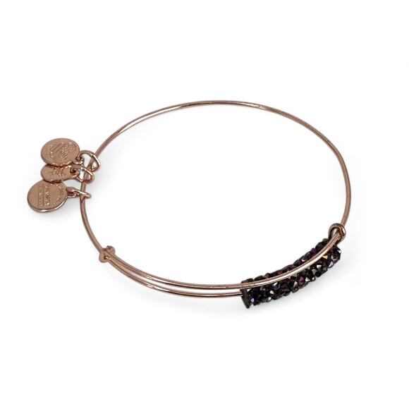 Alex and Ani Meteor Shower Fine Rocks Bangle Rose Gold Tone Bracelet - Picture 2 of 6